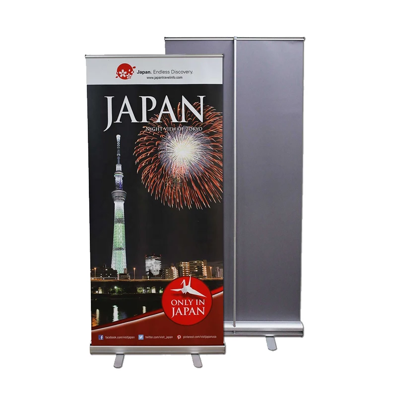 Roll Up Advertising Banner Stand Rollup Standee Aluminum Roll Screen Stand Retractable Banners