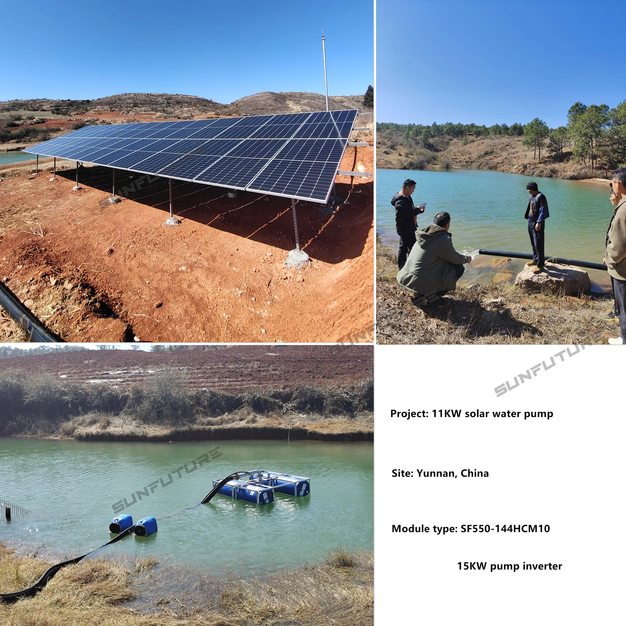 SUNFUTURE 1-18m3/h Flow Rate 140-200 Meter Depth 2.2KW Solar Borehole Water Pump System for Agriculture