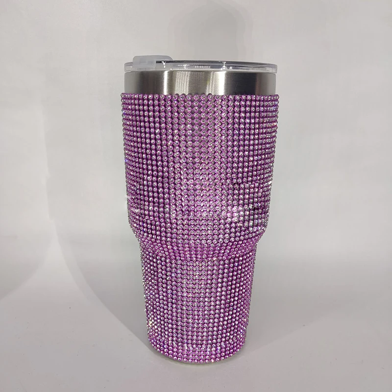 BPA free Rhinestone Diamond Bling Car Coffee Cup Cyrstal Stainless Steel Insulated 30oz Tumbler With Lid