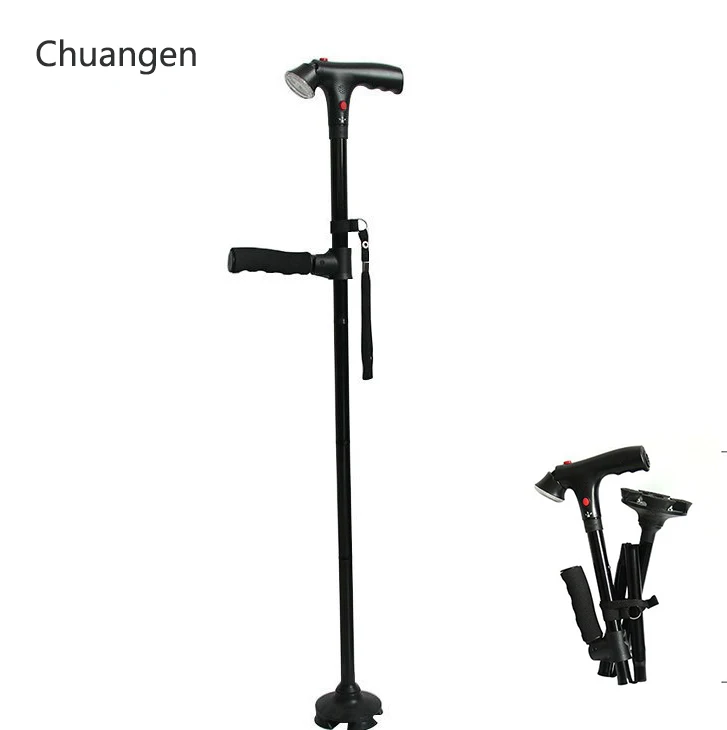 Hot sale aluminum light with lamp alarm hiking durable walking stick cane for old