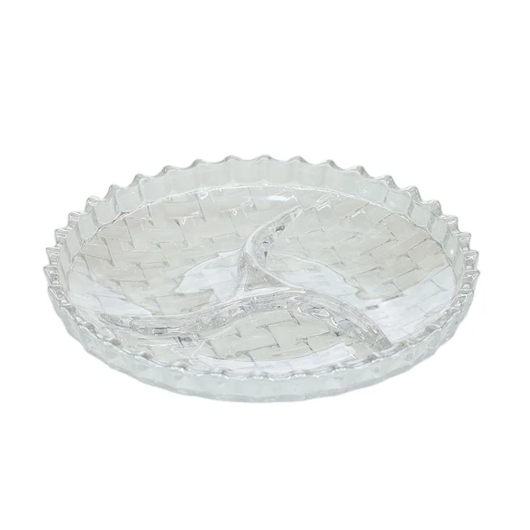 Glass Dish Glass Serving Platters Fruit Dish Glass Sub-grid Plate Snack Plate For Restaurant Home