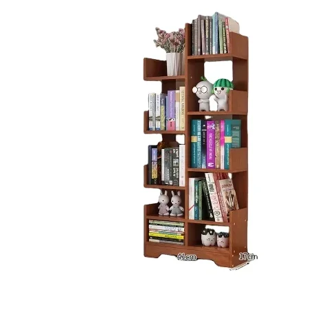 Solid wood bookshelf desk combines Japanese type original wood color bookcase contracted side wears floor trapezoidal balcony No