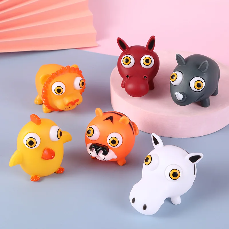 Cross-border Explosive Cartoon Eye-winking Animal Eye-popping Doll Squeeze Pinch Music Plastic Convex Eye Vent Decompression