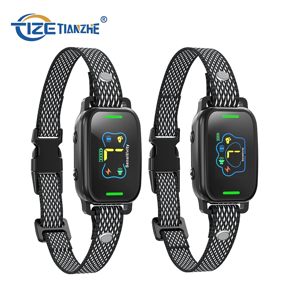 Tize Newest Color Screen No Bark Dog Collar 5 Modes Schors Kraag Collar de corteza Rechargeable Anti Bark Collar With 2 Shapes