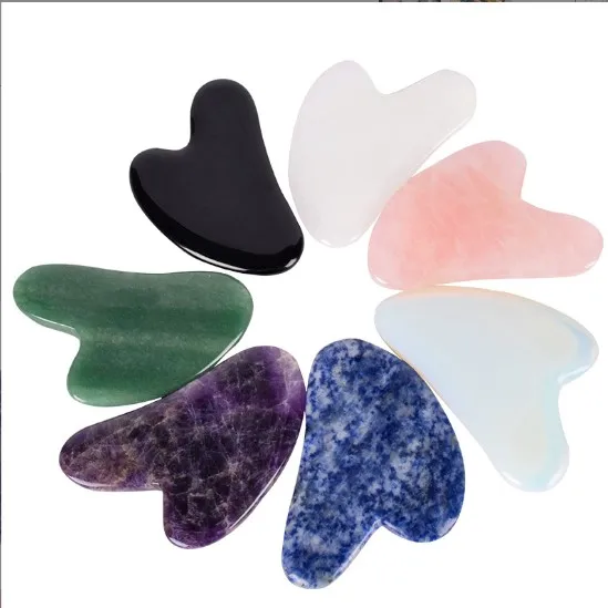 Gemstone Rose Quartz Jade Gua Sha Stone Massage Tool Ready To Ship, Can mix buy