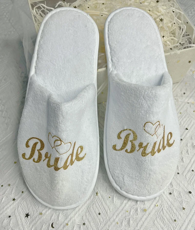 Custom Bride Bridesmaid Slippers Women Disposable Slippers For Wedding