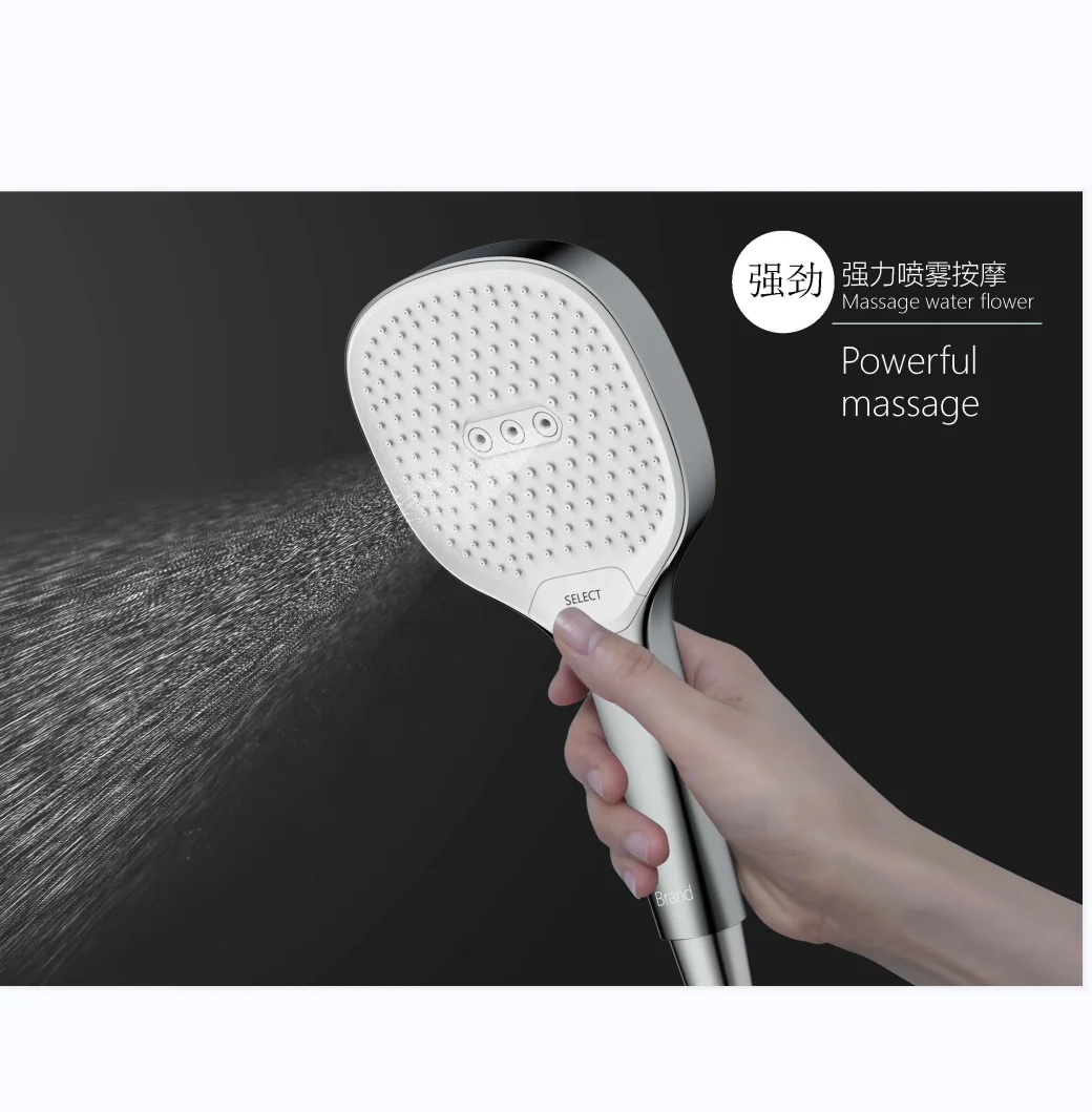 Reset Button Select High Water Pressure  Bath Handheld Shower Head with Jet Washing
