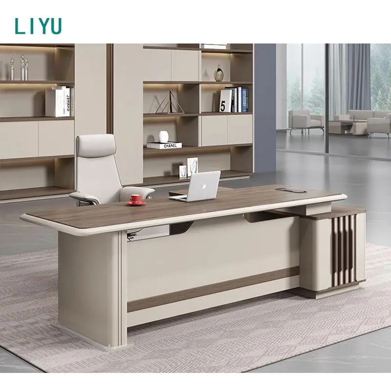 Liyu furniture Ceo Modern Wood scrivanie L Shape Luxury Executive Works Manage Table and chair set Office Desks