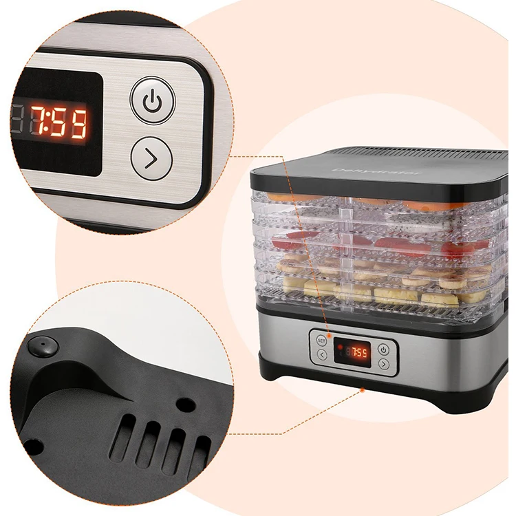 Vasion 5 tray electric square food dehydrator fruit drying machine