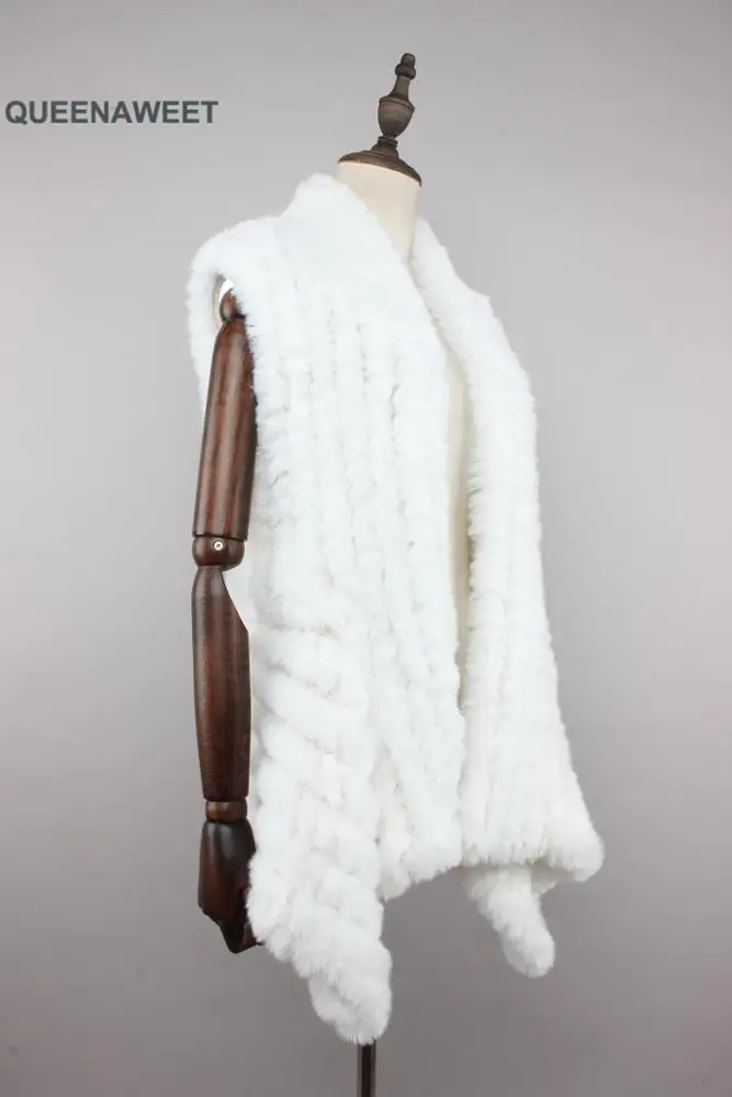 Fashion Wholesale Knitted Faux Rabbit Fur Gilet Waistcoat Winter Woman Warm Faux Fur Vest Girls
