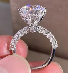 Luxury Big Natural Diamond Band With Central Moissanite Stone In 4CT VVS D Color For Wedding Ring