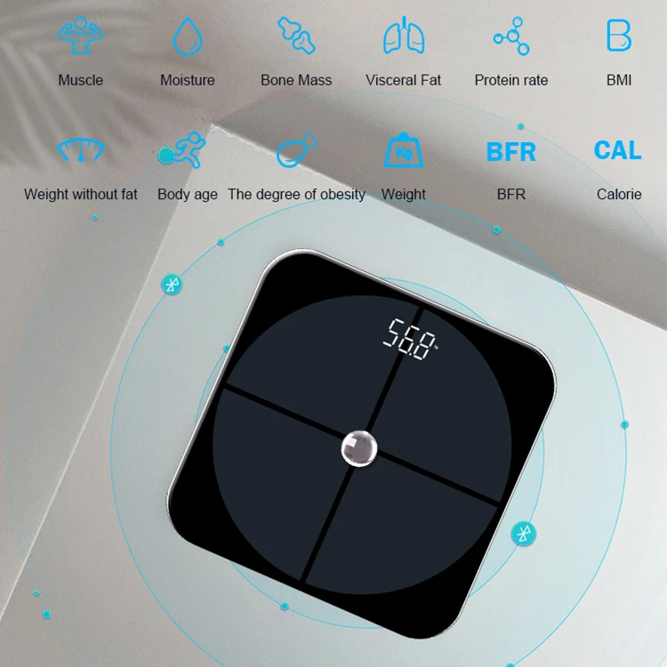 Custom Ito Coated Glass Wireless Luxury Smart Scales With App For Body Weight Fat Calories Digital Measuring