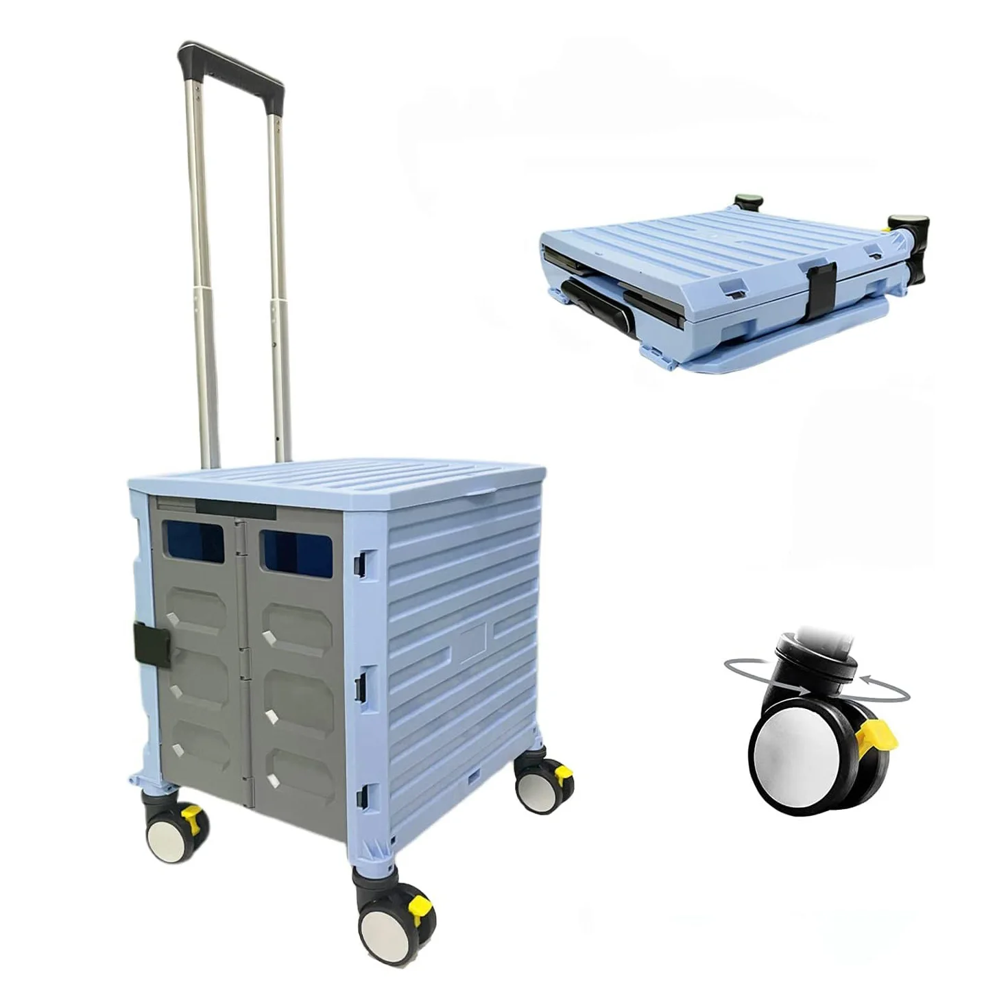 Foldable Plastic Travel Bags Square Luggage Trolley Suitcase with Fishing Seat Box Storage Bins Functional Lacquer Technics