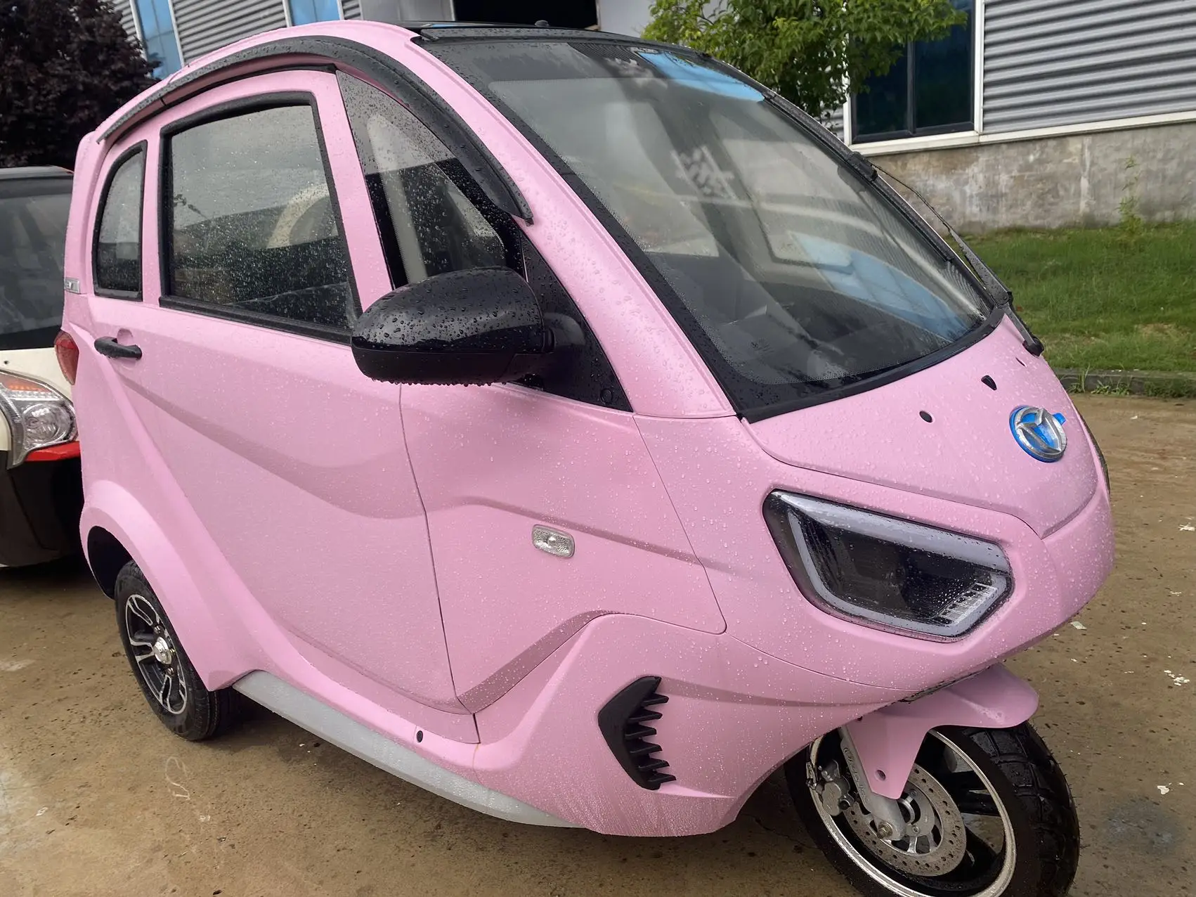Pink Electric Tricycle with Closed Body Type Chinese Cars Style Motor Trike