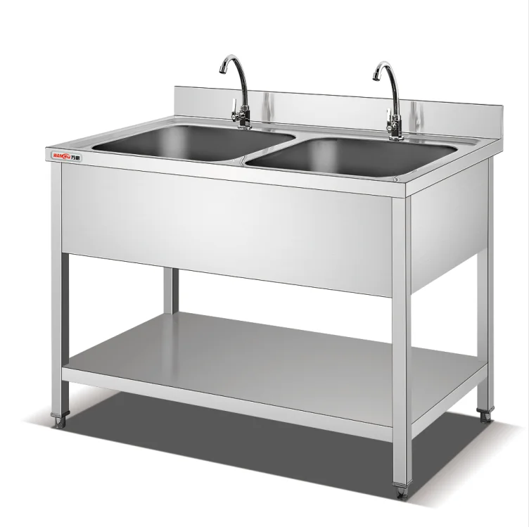 commercial stainless steel kitchen sink for restaurant furniture outdoor industrial washing sink table with board factory