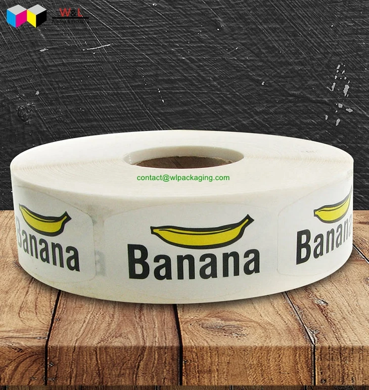 Eco-friendly materials Custom adhesive fruit logo label sticker printing for apple peach banana