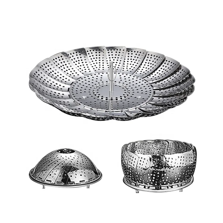 Wholesale Multifunctional Kitchen gadgets Stainless Steel Folding Retractable removable Portable Steam Rack