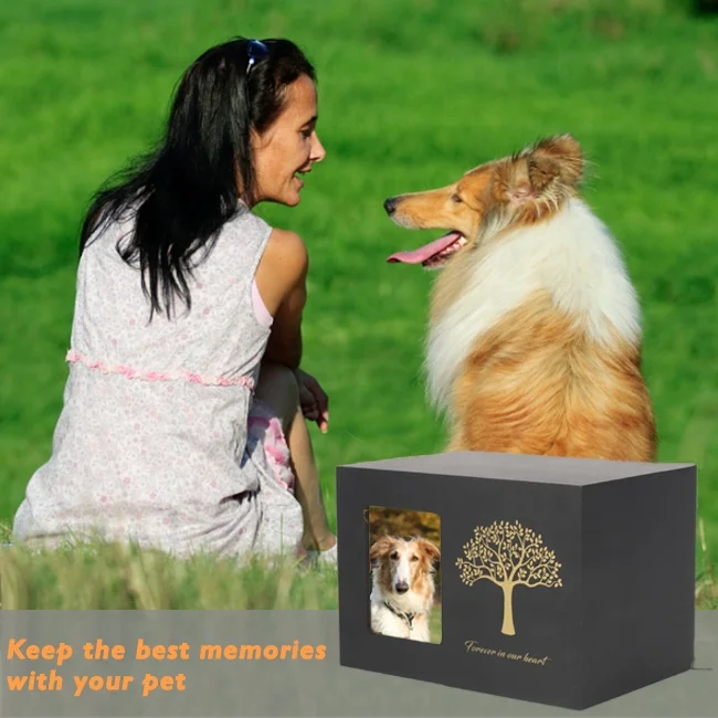 Personalize Pet Coffin Urn In Love Memory Keepsake Box Wood Cremation Wooden Pet Caskets & Urns With Photo