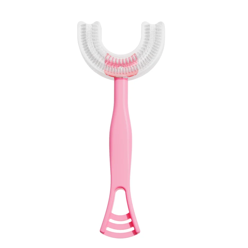 Kids Toothbrush U-Shape Toothbrush With Handle  Oral Care Cleaning Brush For Toddlers Ages 2-12.