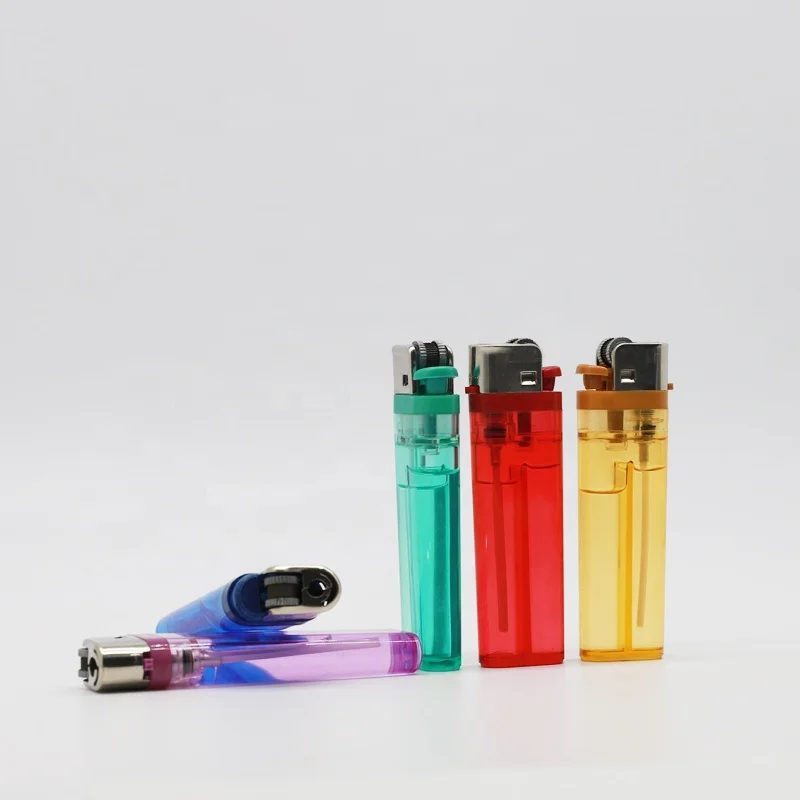 8.0 cm transparent disposable stone flint lighter cigarette plastic lighters