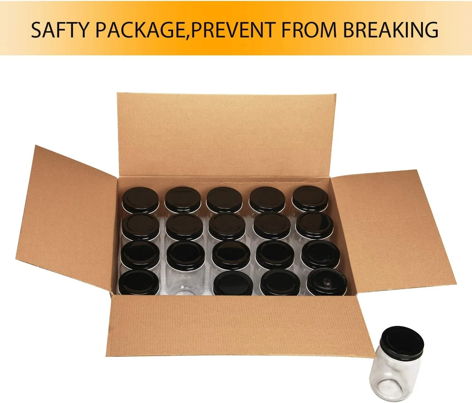 Glass Jars With Lids 12 oz,Canning Jars For Pickles And Kitchen Storage,Wide Mouth Spice Jars With Black Lids For Hon