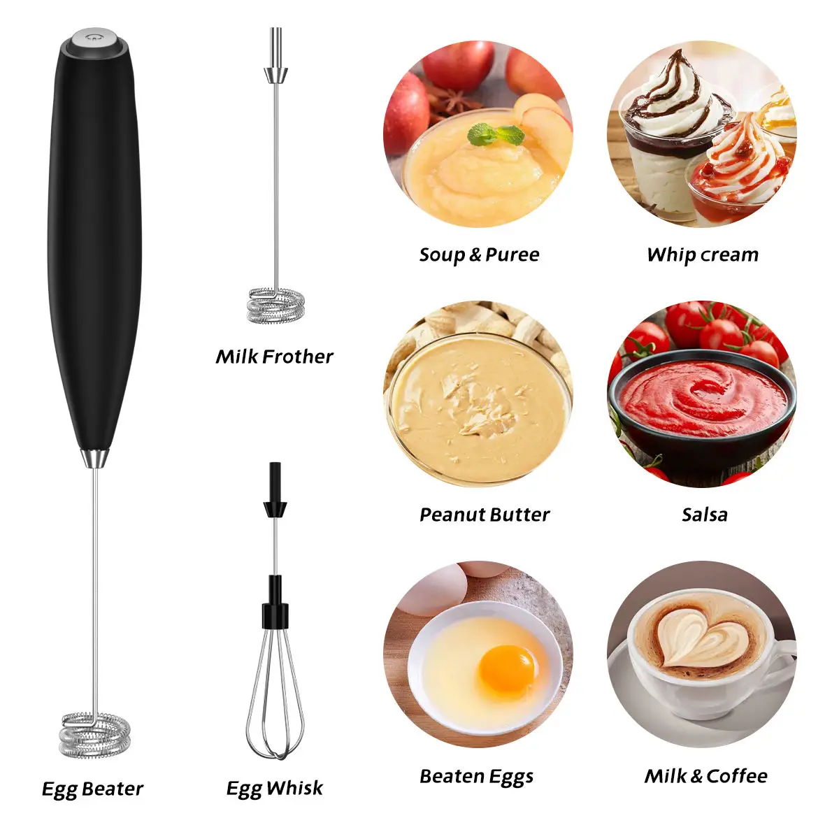 Handheld Milk Frother Battery Operated Electric Foam Maker Egg Beater Hand Mixer Milk Frother For Coffee