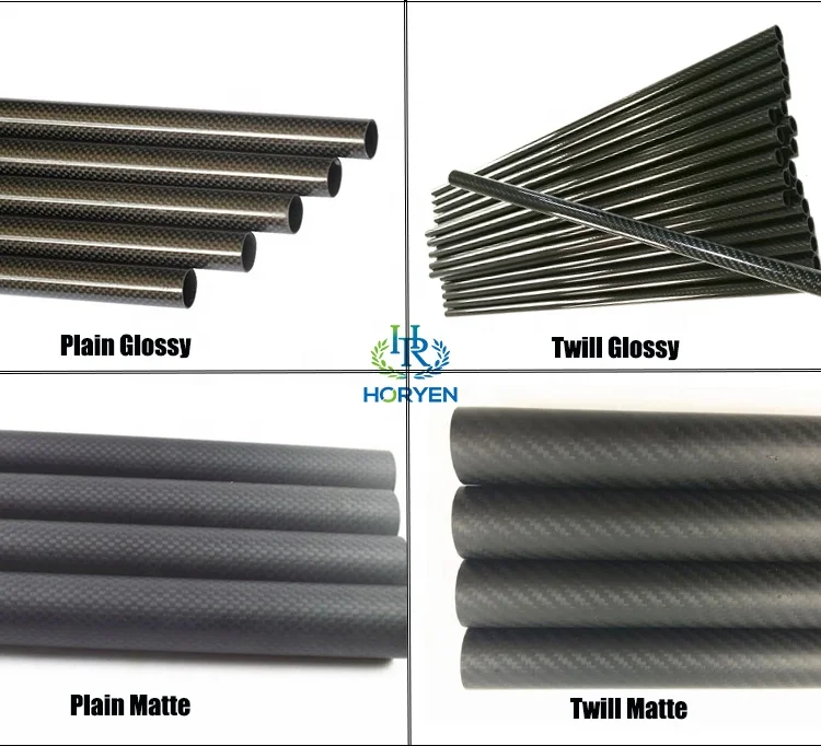 High modulus lightweight twill plain carbon fiber pipe tubing