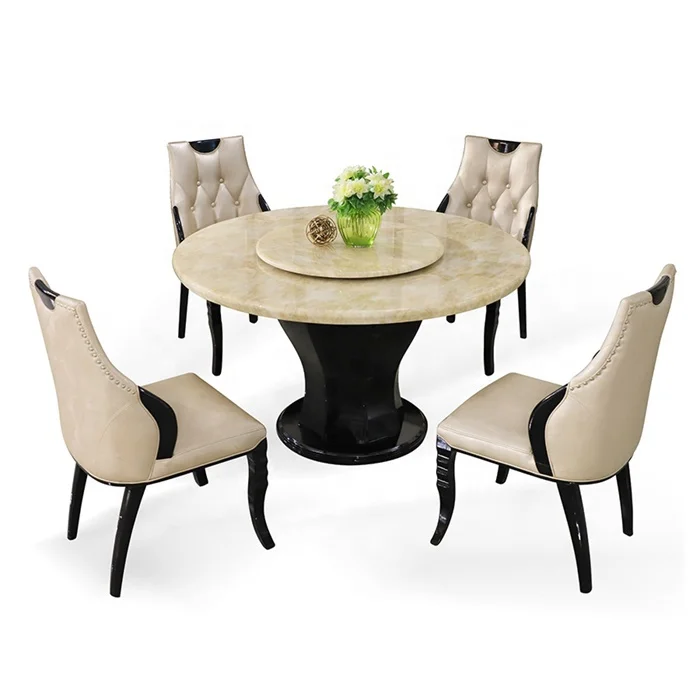 Comedor Luxury Dining Room Furniture Set Classic Round Marble Dinning Table For Restaurant Antique Dining Tables