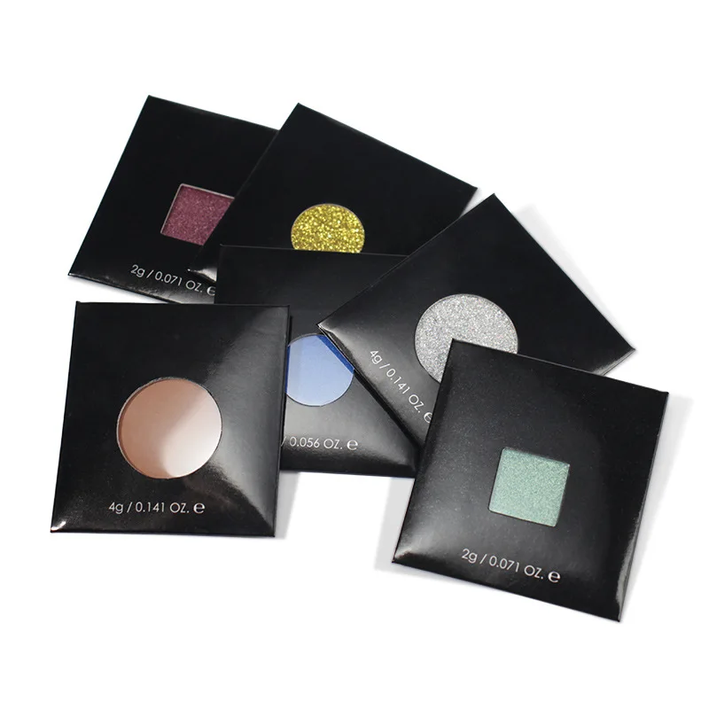 Wholesale Cardboard Custom Black Mini Single Eyeshadow Pan 36mm 26mm Eye Shadow Sleeve Box Eyeshadow Envelope Packaging