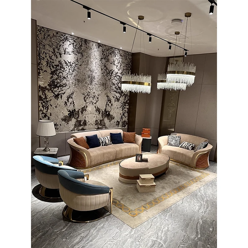 Italian Leather Round Love Seat Sectional Couch Modern Wohnzimmer Luxury Sofas De Sala Nordic Home Living Room Furniture Set