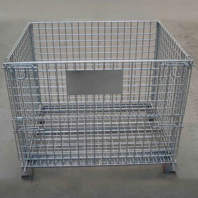 Peterack Foldable Mesh Storage Cage Corrosion Protection Industrial Metal Box Gitterbox Powder Coated Wire Mesh Container