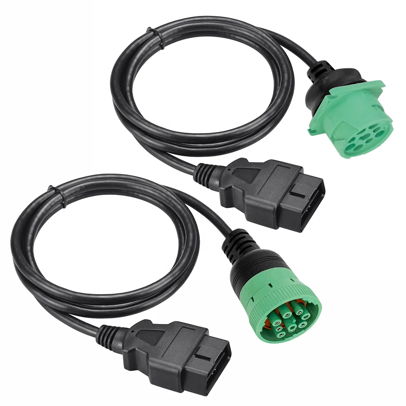 J1962 OBD2 Male to Green Deutsch SAE J1939 9Pin 9 Pin Female Diagnostic Connector Truck Adapter Can Bus Cable For Cummins Engine