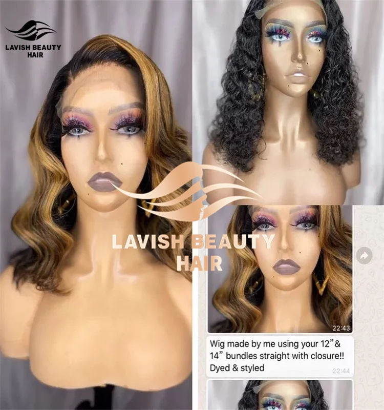 Lavishbeauty Pre Plucked Transparent Virgin Brazilian Human Hair Lace Front Wig With Baby Hair Short Blond 613 Front Lace Wigs