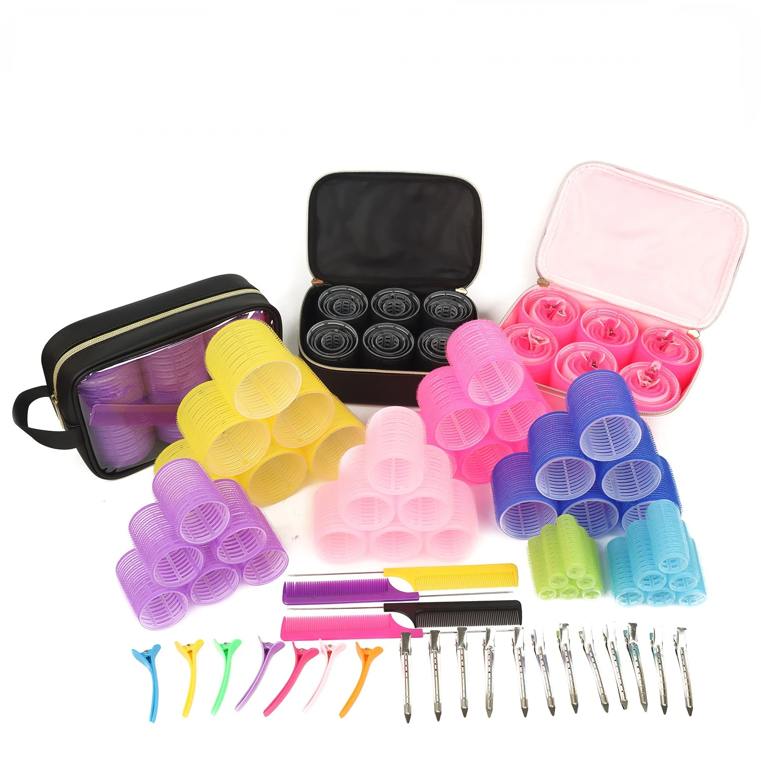 FF2501 Wholesales Jumbo Hair Curlers Rollers Stainless Steel Duckbill Clip Set Long Medium Short Hair Bangs Volume Hair Curlers