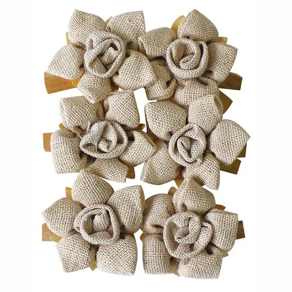 28866 Burlap Fabric Natural Handmade Flowers Burlap DIY Vintage Flowers With clip for Decor Home Embellishment DIY Crafts