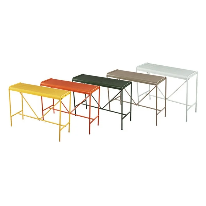 Nordic colorful milk tea shop coffee shop outdoor high table and chair seaside courtyard aluminum magnesium alloy high bar table