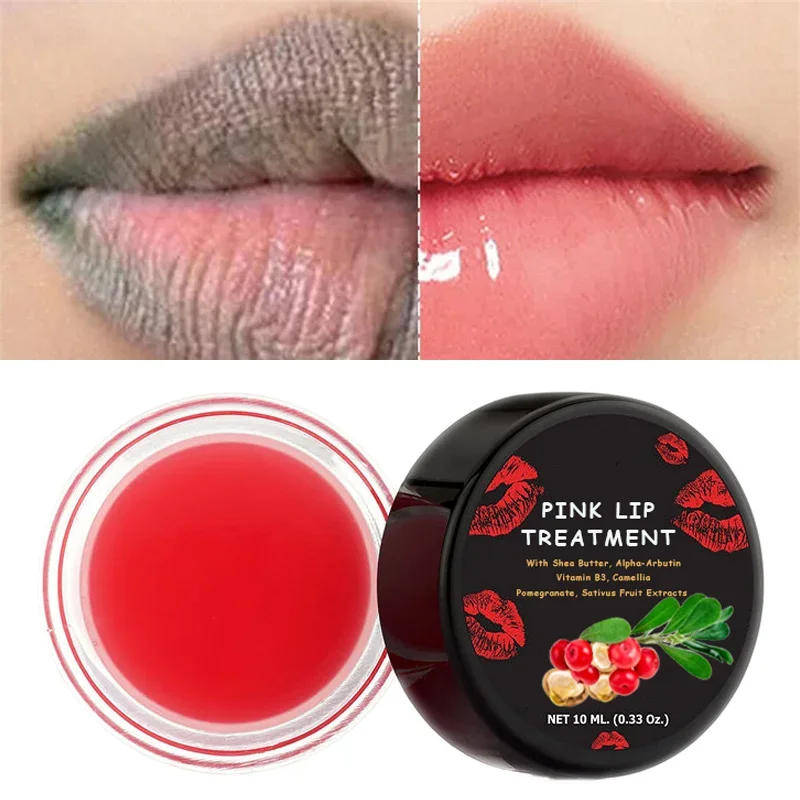 Pink Lip Balm Whitening Bleach Cream removes smoky lips with shea butter alpha-arbutin vitamin B3 camellia