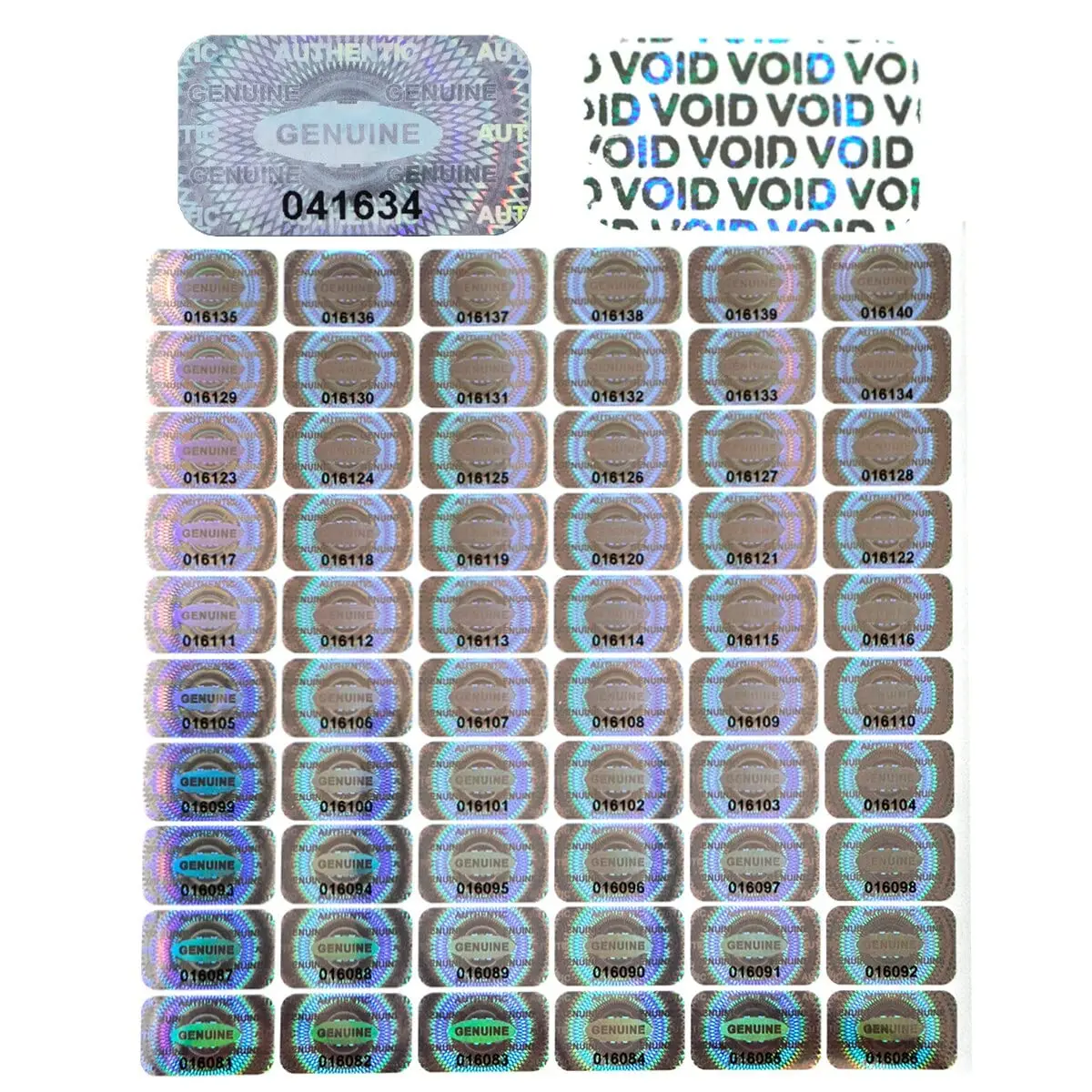 Custom Silver Authenticity Security Hologram Sticker Non Transfer Tamper Evident Warranty Void Proof Laser Labels With Unique Id