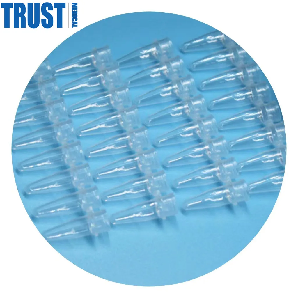 Laboratory consumables Disposable Sterile 8 strip PCR tube with flat cover 0.1ml 0.2ml real time 8-strips PCR plastic tube