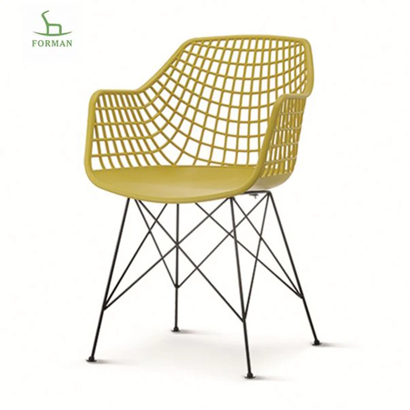 New Product Hot Sale Molding Chairs Mesh Back Pp Seat Cheaper Price Plastic Chair with Metal Frame Legs Dining Chair Modern
