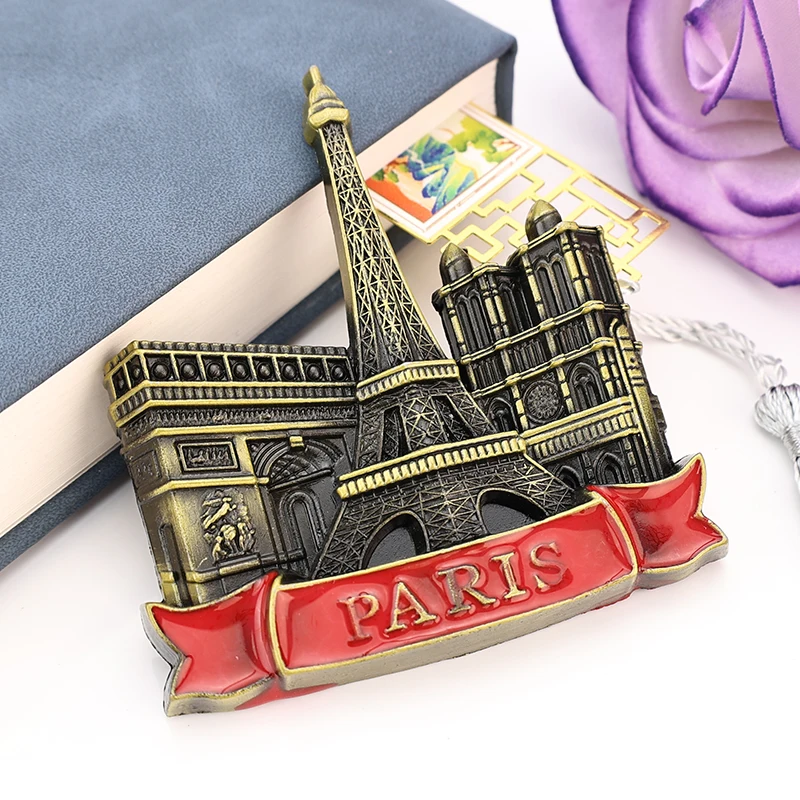 Manufacturer Custom Logo 3D Metal Tourist Promotional Souvenir Gift City Refrigerator France Paris Enamel Fridge Magnet