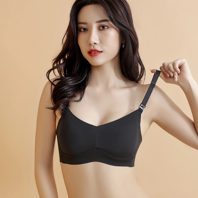 Wholesale Ice Silk  Front Open BC Cup Modal Nursing Bra Sleeping Pregnancy Maternity Brassiere Nursing Bra for Women