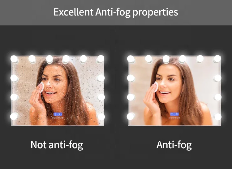 Free Sample2019 the Newest ABS Plastic express specific bluetooth speaker bathroom wall mounted mirror with 3 colors temperature