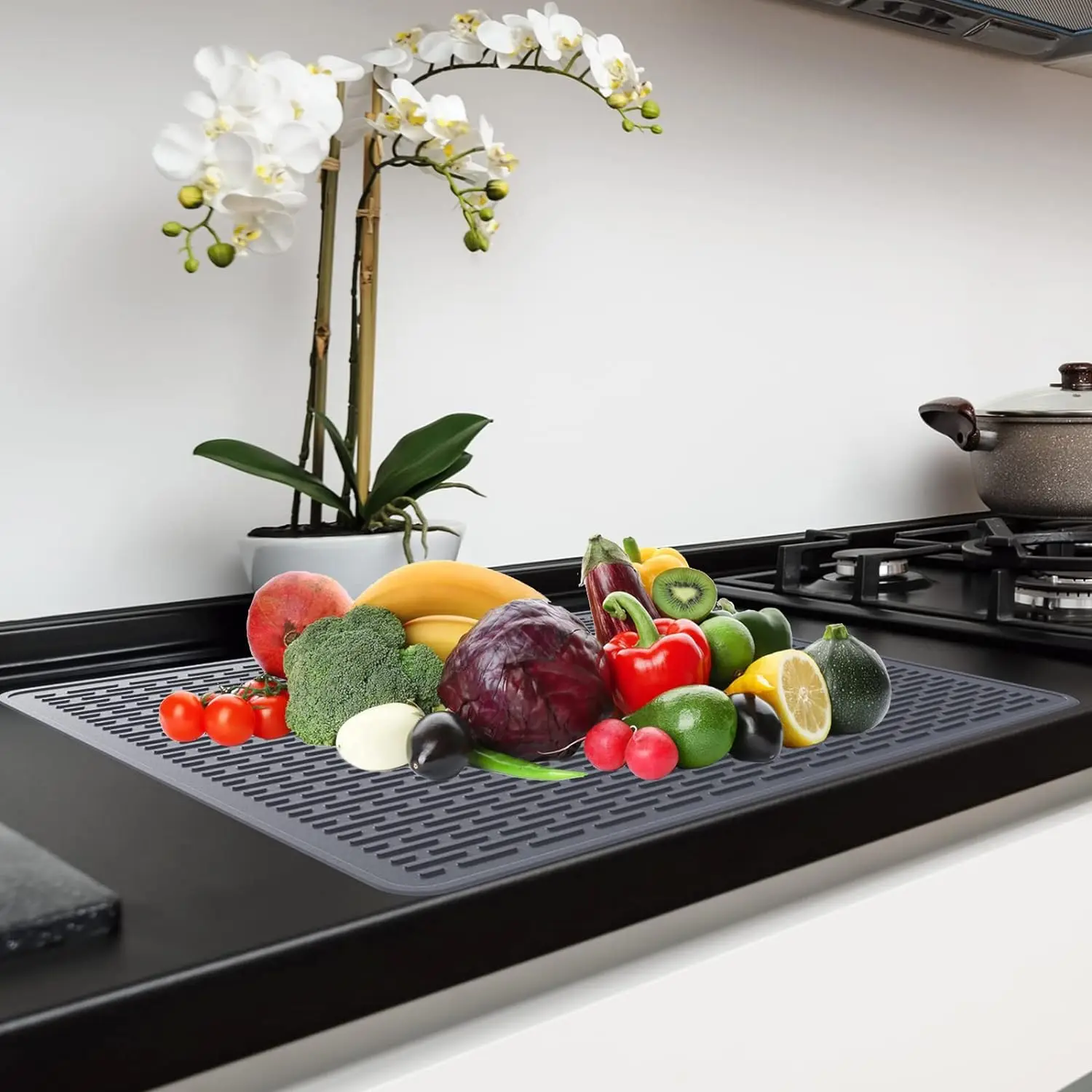 Extra Large Silicone Dish Drying Mat Glass Top Stove Mat For Electric Stove Silicone Stove Top Cover