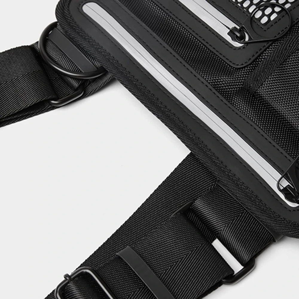 Custom Black Canvas Hip Hop Front Crossbody Pack Mens Tactical Chest Rig Harness Bag