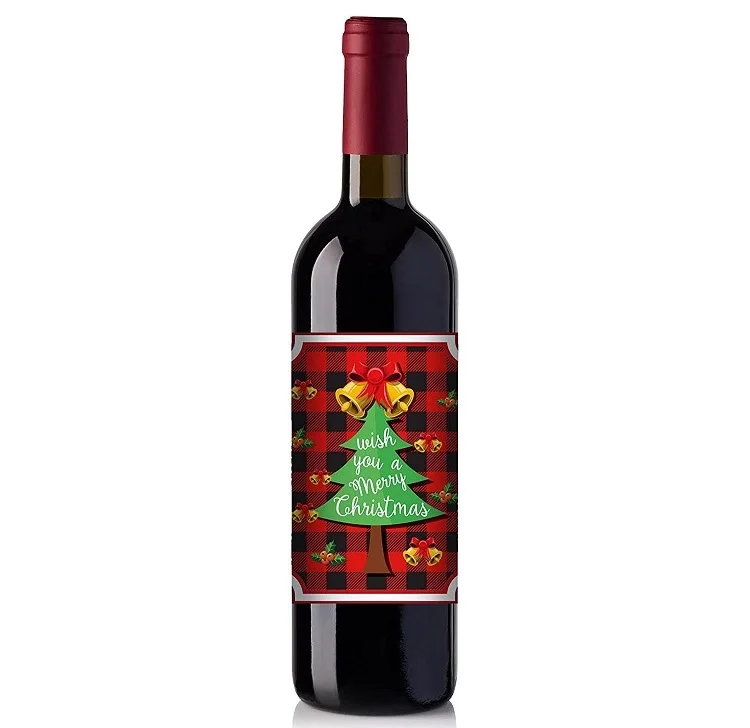 Wine bottle waterproof sticker new year champagne wine party christmas label