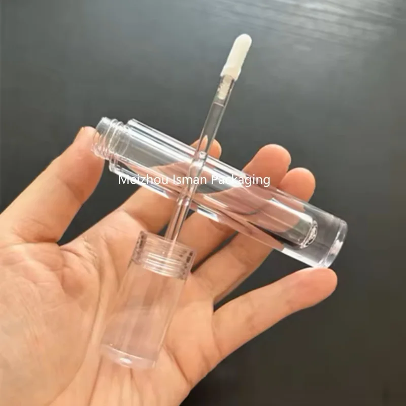 2ml 4ml 5ml 6ml cylinder all clear crystal lip gloss package empty full transparent lipgloss containers wand tube with brush