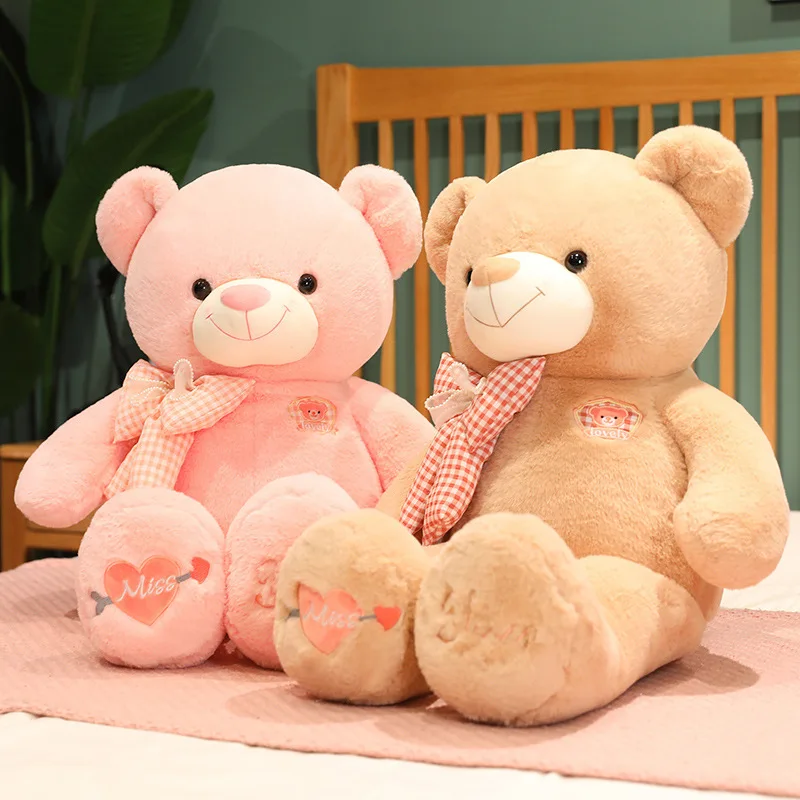 CE/ASTM OEM 2024 New Loli Big Bear Doll Bow Tie Bear Plush Toy Sofa Decoration Cushion Holiday Gift