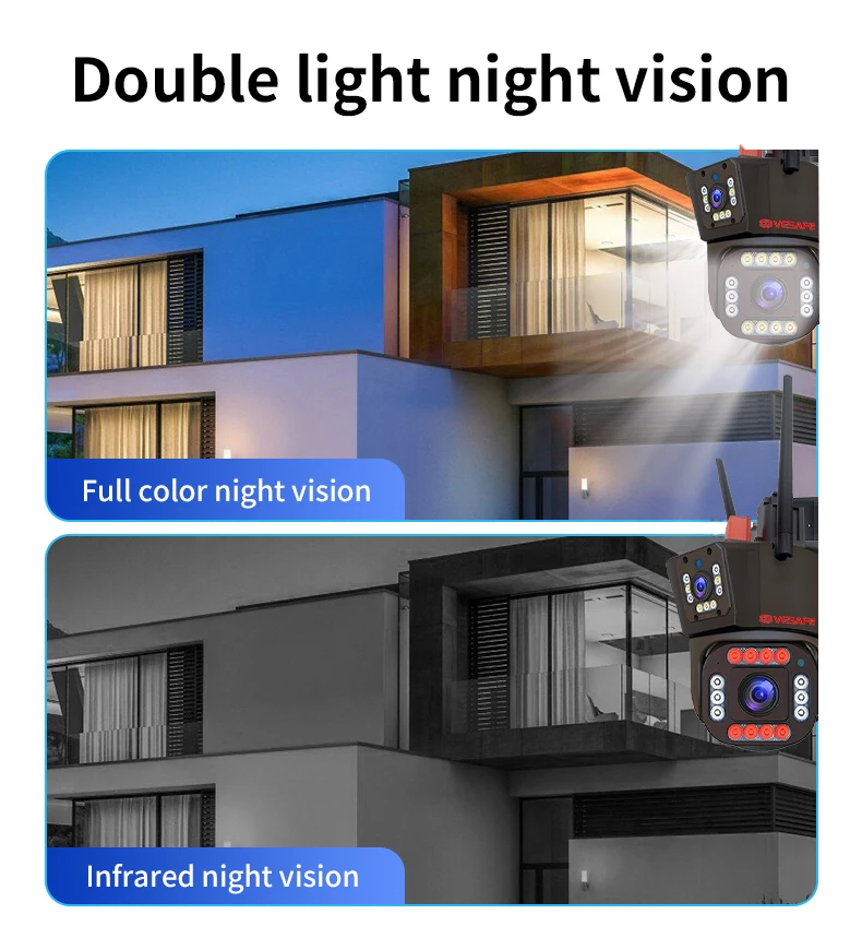 Vesafe Two-way Audio 3 Lens Screen Alarm Push Outdoor Cctv Hd 12MP Wifi Wireless Ip Security PTZ Cameras