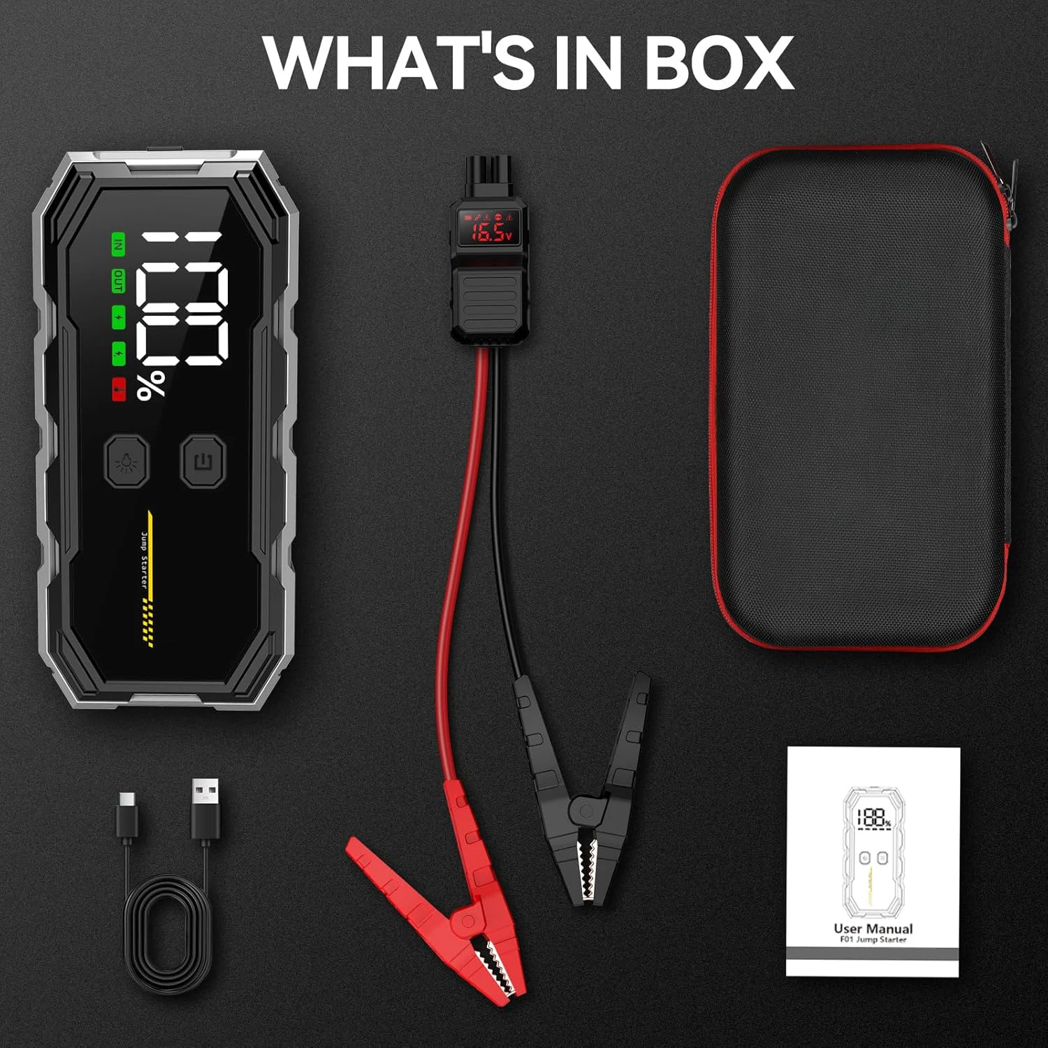2024 New Design Hot Selling 4000A Portable Car Jump Starter with 12800mAh High Discharge Rate Lithium Battery For 8.0L/6L Car